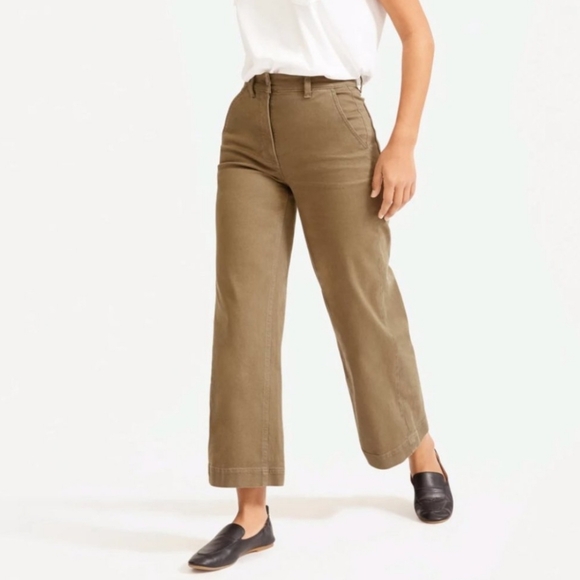 Everlane Cropped Wide Leg Tan Jean 0 - Picture 1 of 12